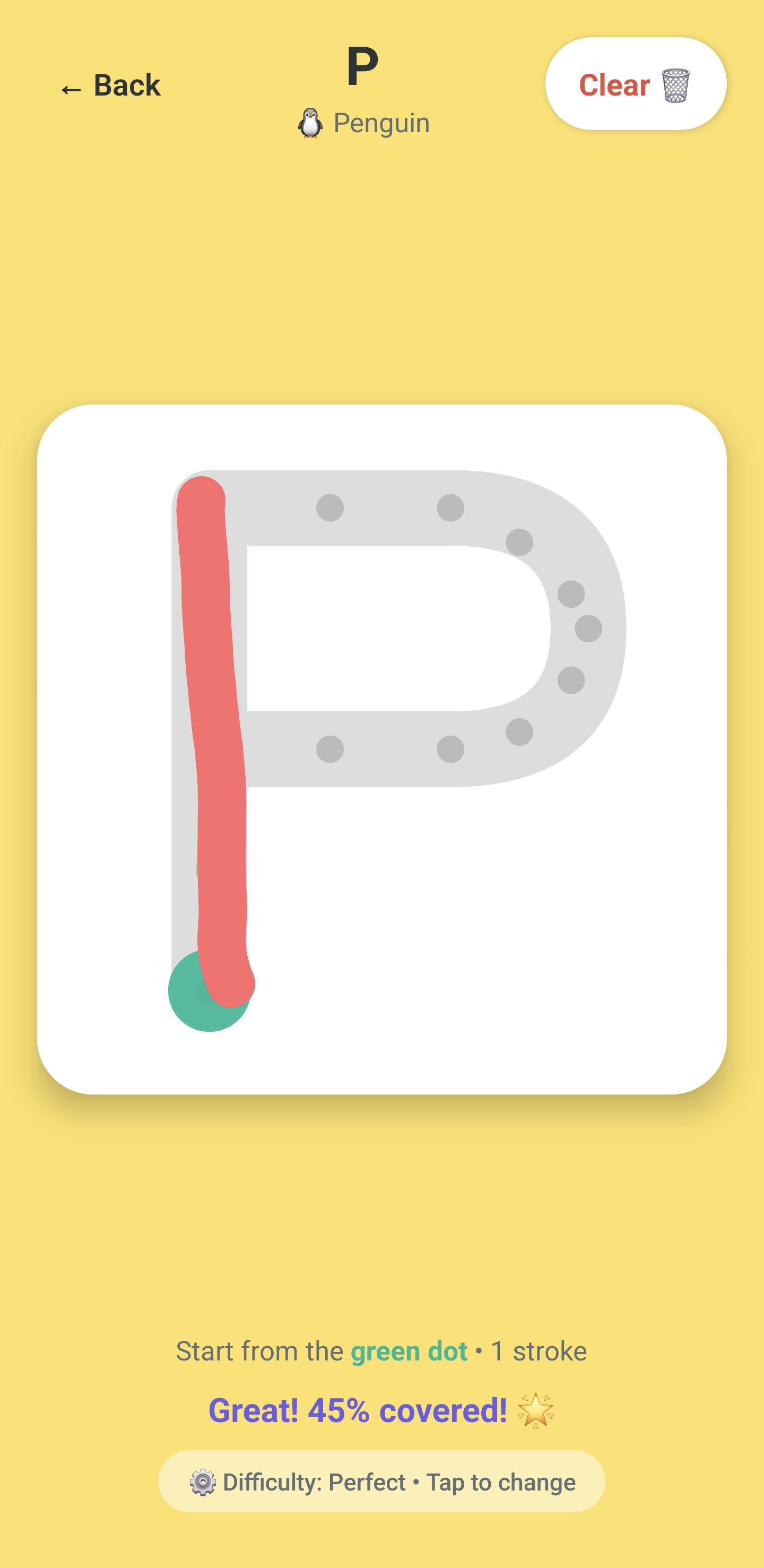 PlayLearn ABC letter tracing with guide path and accuracy scoring